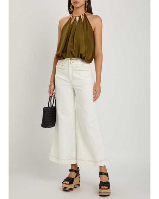 Zimmermann White Roselight Cropped Flared-Leg Jeans