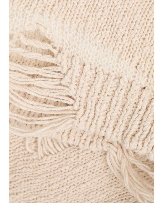 Our Legacy Natural Popover Roundneck Striped Distressed Cotton-Blend Jumper for men