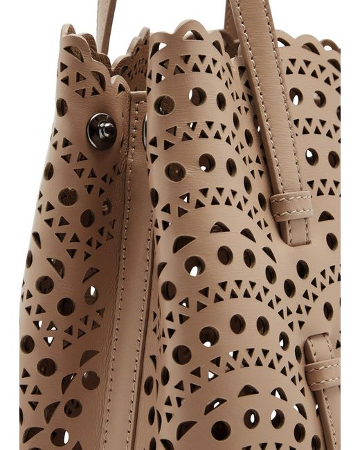 Alaïa Brown Alaïa Mina 20 Laser-cut Leather Top Handle Bag