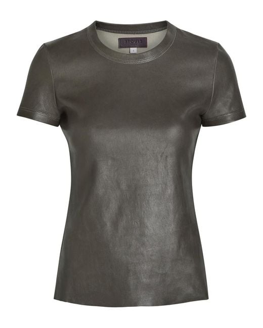 Stouls Gray 05 Stretch-Leather T-Shirt