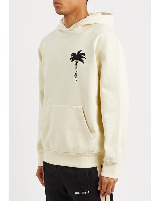 Palm Angels Natural The Palm Logo Hooded Cotton Sweatshirt for men