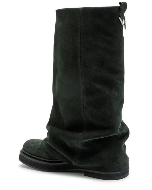 The Attico Black Robin Layered Suede Combat Boots