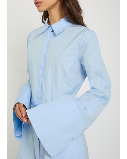 Gabriela Hearst Blue Carmina Belted Cotton-Poplin Maxi Shirt Dress