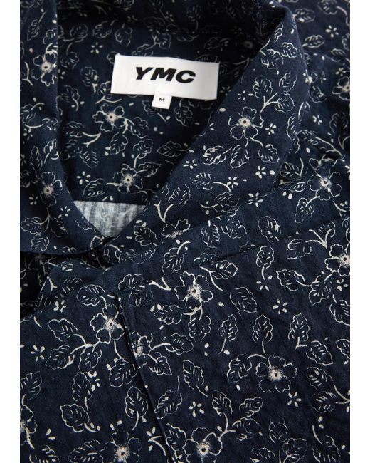 YMC Blue Malick Printed Textured Cotton Shirt for men