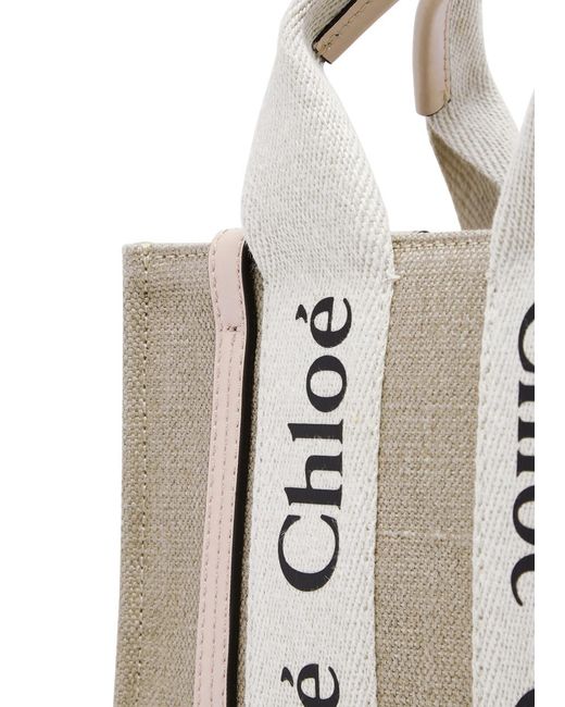 Chloé Pink Woody Mini Canvas Tote