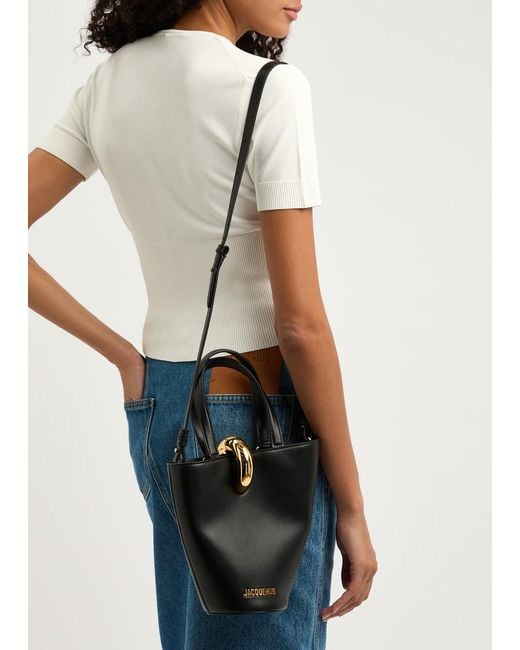 Jacquemus Black Le Petit Bambola Leather Bucket Bag