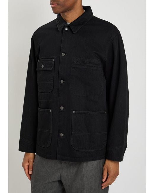 vowels Black Patch Pocket Denim Jacket for men