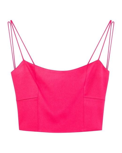 Alice + Olivia Pink Saylor Bustier Satin Top