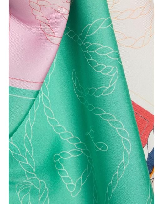 Jacquemus Blue Le Grand Foulard Hippocampe Printed Silk Scarf