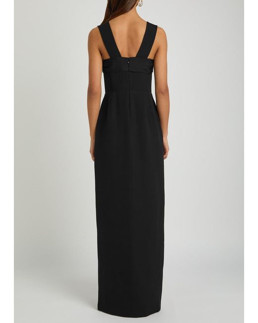 Patrick Mcdowell Black Kathleen Floral-Appliquéd Wool-Blend Maxi Dress