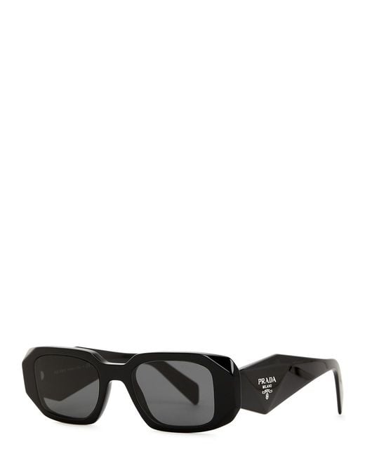 Prada Black Rectangle-frame Sunglasses , Designer-stamped Wide Arms, 100% Uv Protection for men