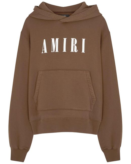 Amiri Brown Logo Hooded Cotton Sweatshirt | Lyst