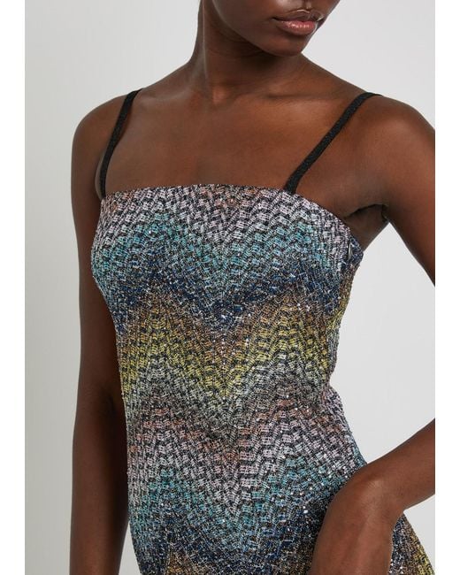 Missoni Multicolor Zigzag Metallic-Knit Mini Dress