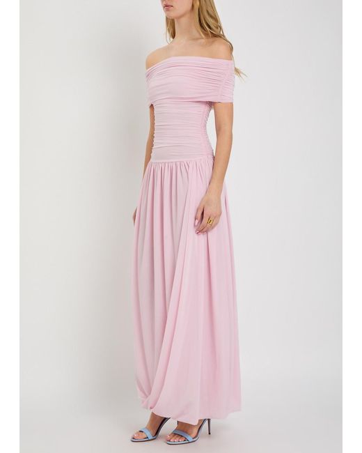 Ronny Kobo Pink Irulan Ruched Stretch-Jersey Maxi Dress