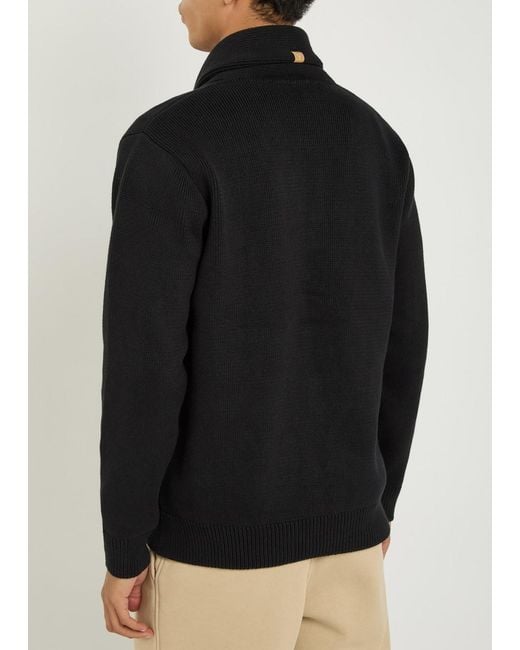 Now You Live Black Carlton Cotton Cardigan for men