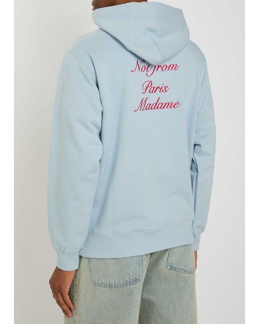 Drole de Monsieur Blue Le Hoodie Embroidered Hooded Cotton Sweatshirt for men