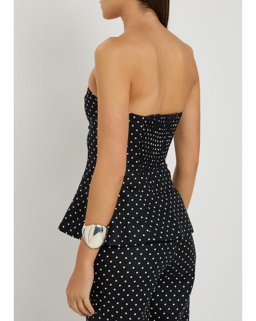 Faithfull The Brand Black Petro Polka Dot Linen Top