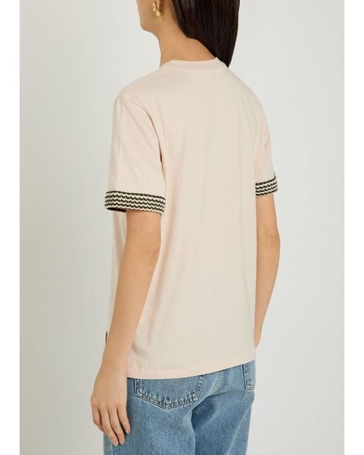 Moncler Natural Knit-Trimmed Cotton T-Shirt
