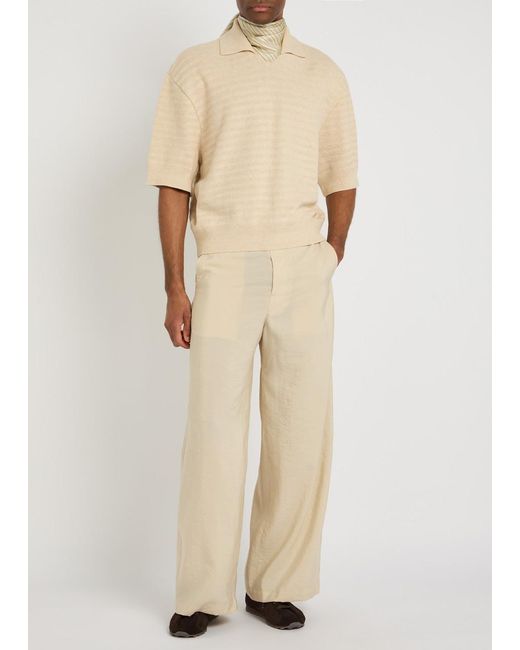 Jacquemus Natural Le Polo Maille Striped Cotton-Blend Polo Shirt for men