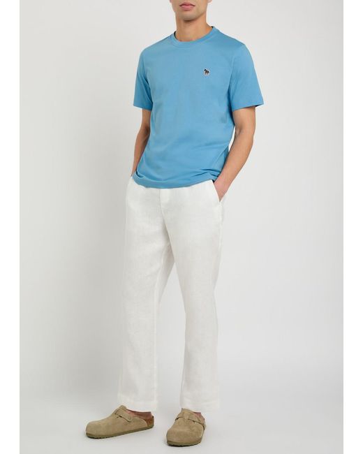 Paul Smith Blue Appliquéd Cotton T-Shirt for men