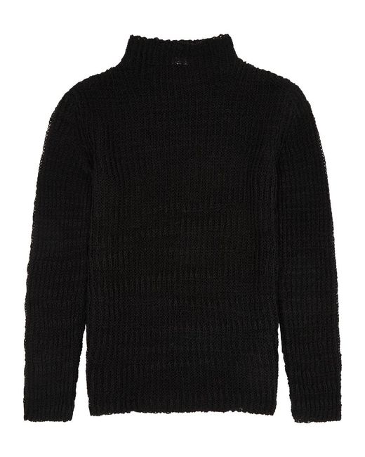 Dries Van Noten Black Milla Open-knit Linen-blend Jumper for men