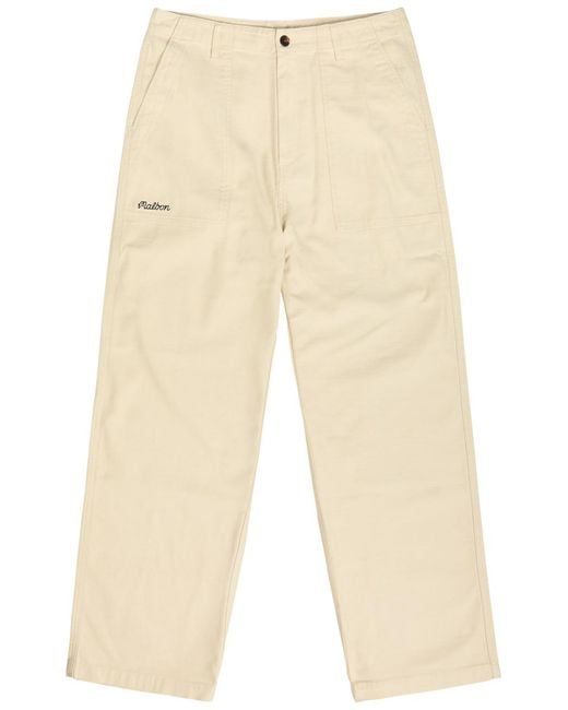 Malbon Natural Braxton Logo-Embroidered Cotton Trousers for men