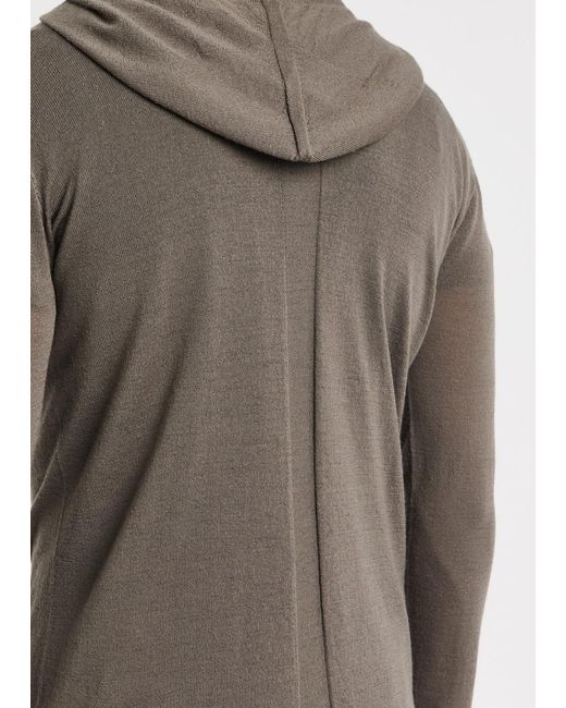 Rick Owens Gray Hooded Wool Sweatshirt for men