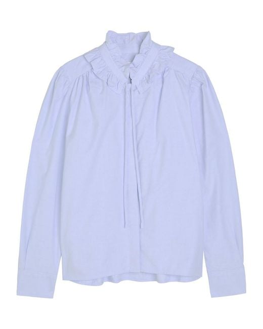 Citizens of Humanity Blue Calista Ruffle Cotton Blouse