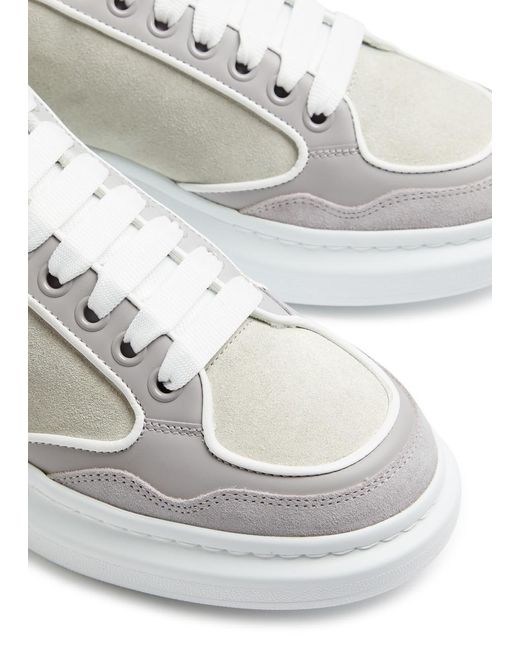 Alexander McQueen White Oversized Panelled Suede Sneakers for men