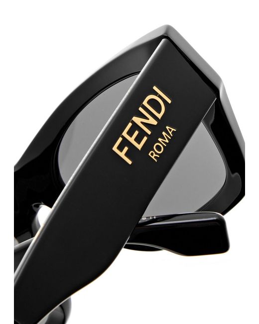 Fendi Black Roma Rectangle-frame Sunglasses