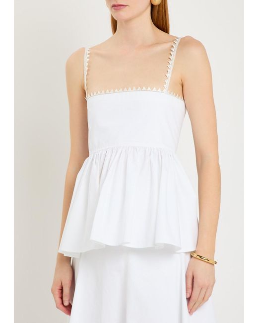 Jacquemus White Le Haut Traversin Peplum Cotton-Poplin Top