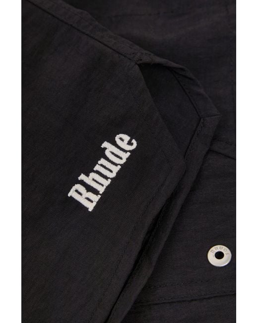 Rhude Black Classic Logo-Embroidered Nylon Swim Shorts for men