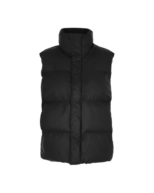 Rains Black V Boxy Puffer Vest