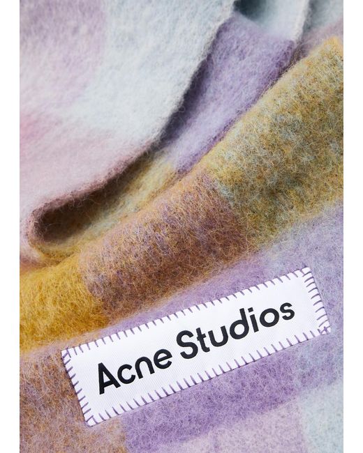 Acne Purple Vally Checked Alpaca-blend Scarf for men