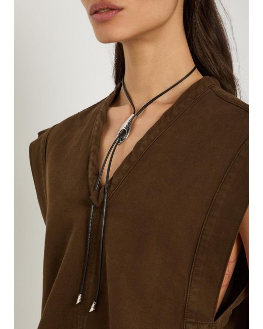 Lemaire Black Snake Bolo Tie Nappa Necklace