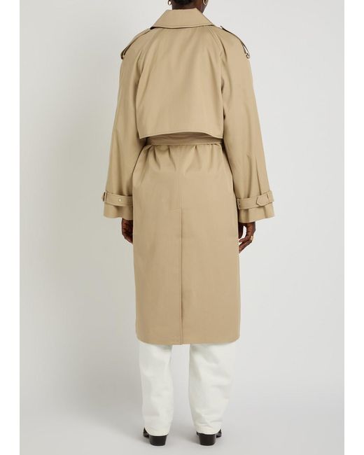 Anine Bing Natural Rickie Double-Breasted Stretch-Cotton Trench Coat