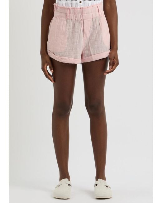 Free People Pink Solar Flare Baja Cotton Gauze Shorts