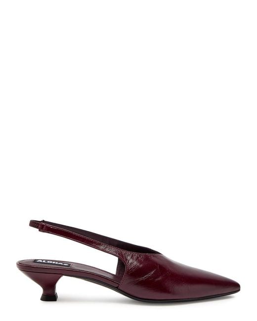 Alohas Brown Eros 45 Glossed Leather Slingback Pumps