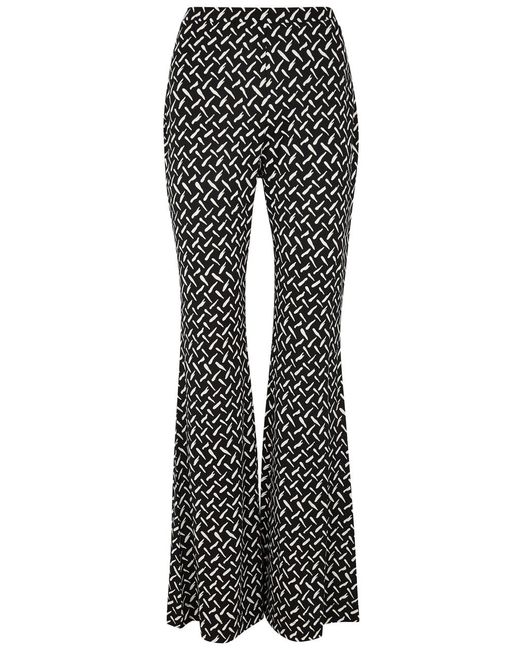 Diane von Furstenberg Black Brooklyn Printed Flared Jersey Trousers