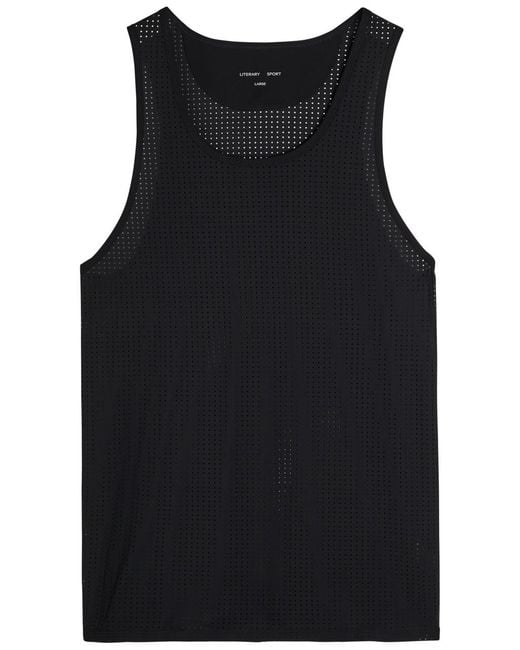 Literary Sport Black Jude Perforated Run Tank for men