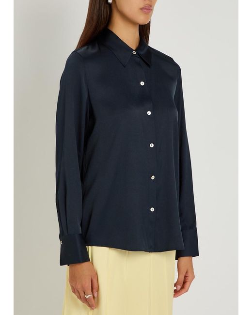 Vince Blue Silk-Blend Shirt