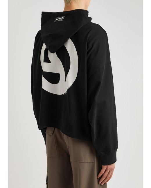 Acne Black Fester Printed Hooded Cotton Sweatshirt for men