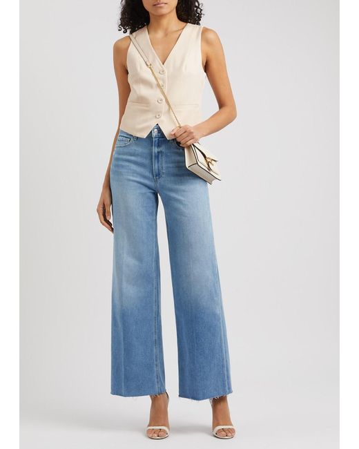 PAIGE Blue Anessa Cropped Wide-Leg Jeans