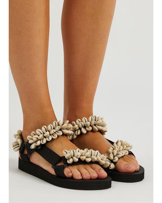 ARIZONA LOVE Black Trekky Shell Embellished Handmade Sandals, Sandals,