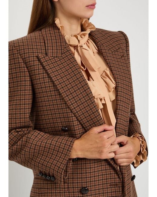 Chloé Brown Checked Wool-Blend Blazer