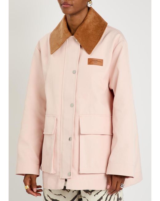 Ganni Pink Corduroy-Collar Twill Jacket