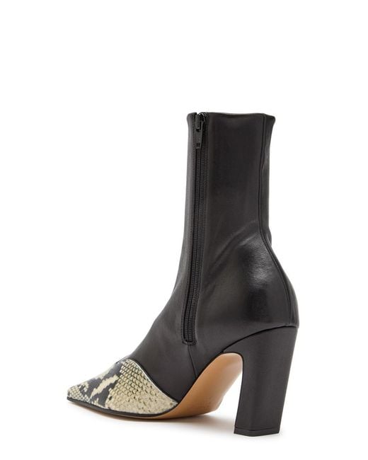 Khaite Black Nevada 85 Python-Effect Leather Ankle Boots