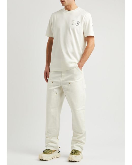 Moncler White Surf Logo-Print Cotton T-Shirt for men