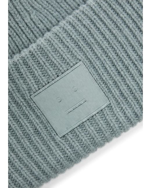 Acne Blue Pana Face Wool-Blend Beanie