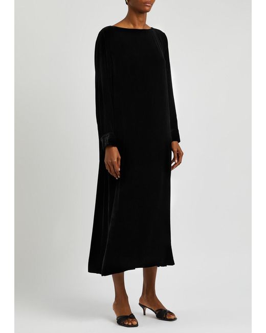 Eileen Fisher Black Velvet Midi Dress